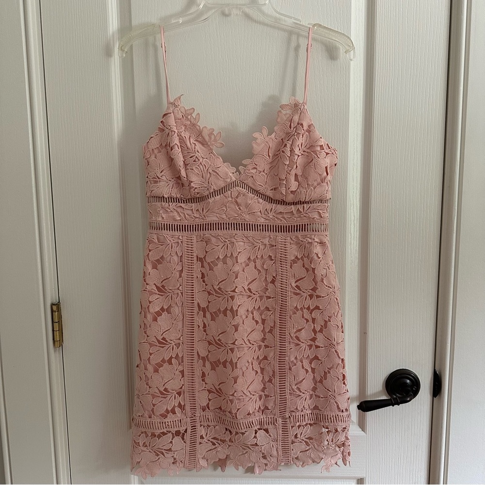 Bardot Botanical Lace Dress Melon